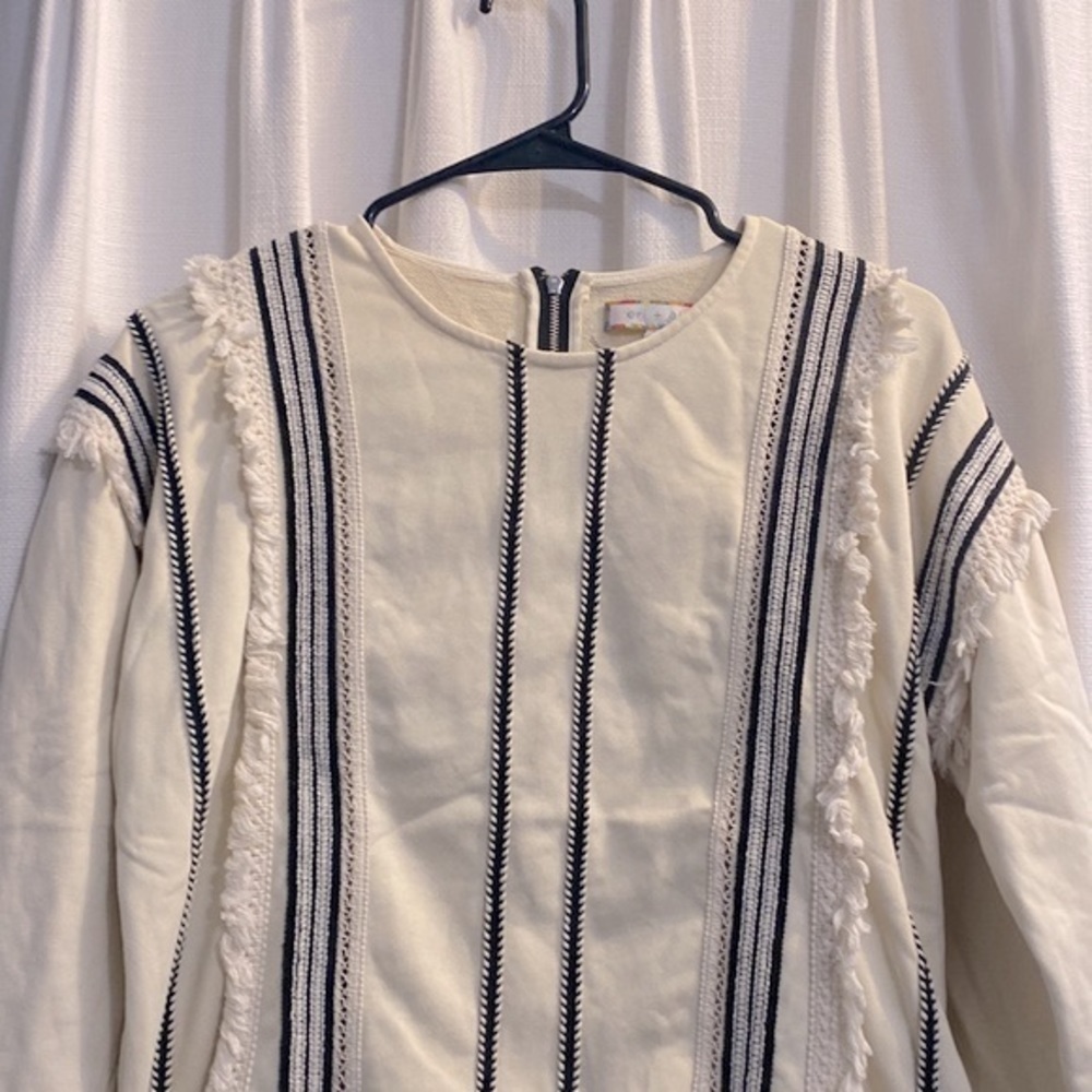 Women’s Anthropologie Eri + Ali Santillana Black & Cream Striped Cropped Top - Picture 4 of 8